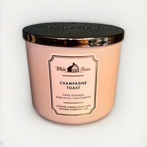 NEW Bath & Body Works White Barn CHAMPAGNE TOAST 3-Wick 14.5 oz Candle Pink Gold